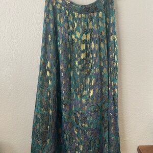 vtg silk metallic wrap skirt